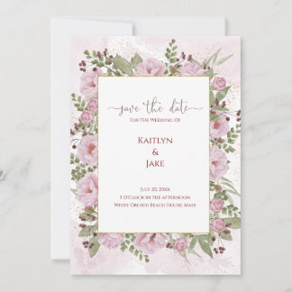 Soft Pink Peony Wedding Invitation
