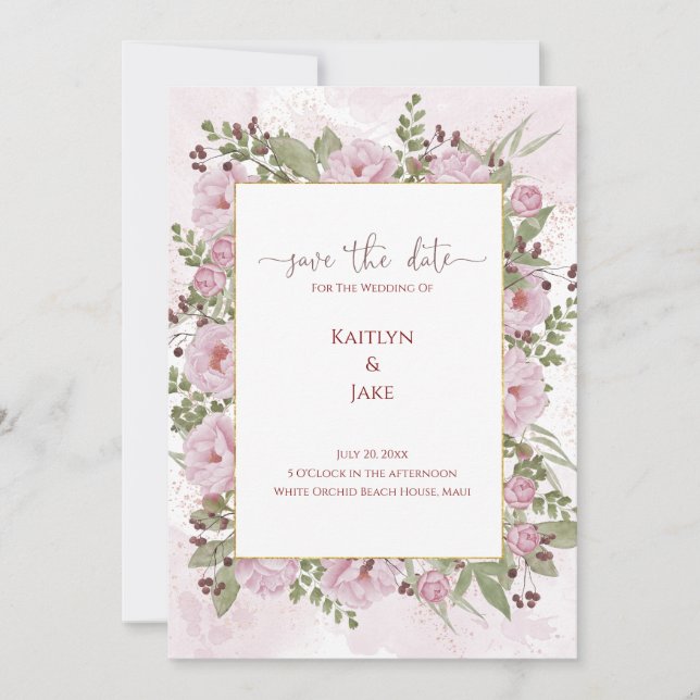 Soft Pink Peony Wedding Invitation (Devant)