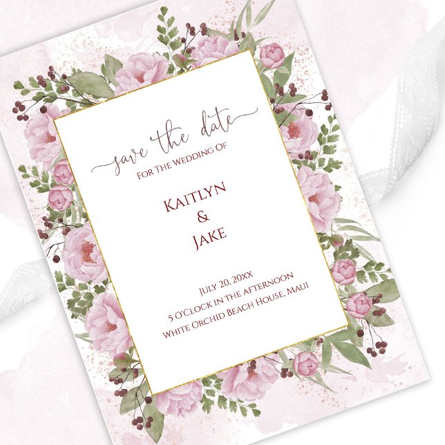 Soft Pink Peony Wedding Save the Date Card (Créateur téléchargé)