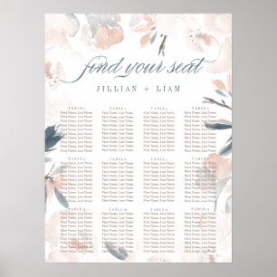 Soft Pink Peony Wedding Seating Chart