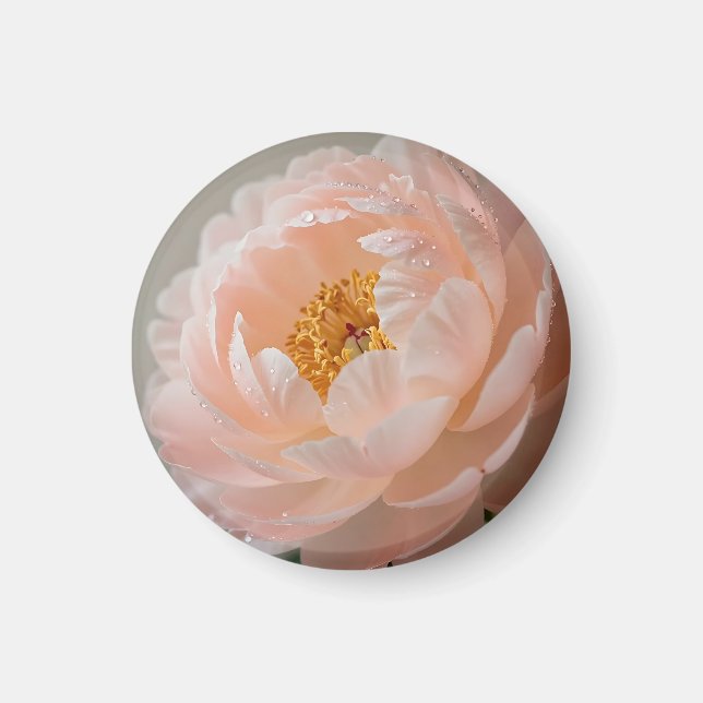 Soft Pink Peony with Dewdrops Magnet (Front)