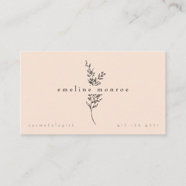 Soft Pink Personalized Botanical Business Card (Front)