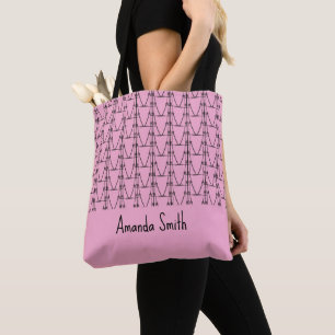 Soft Pink, Personalized, Silhouette Coconut Trees Tote Bag