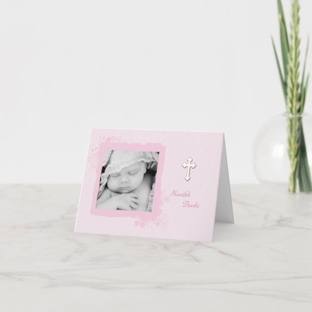 Soft Pink Photo Thank You/Invitation Card (Front)
