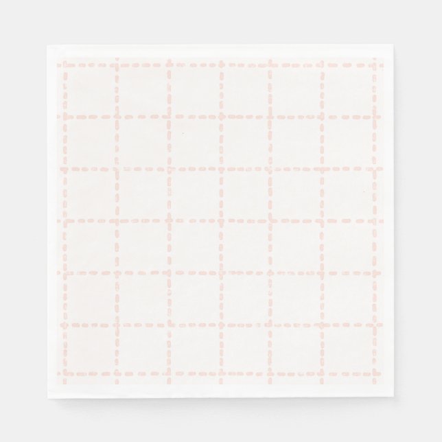 Soft Pink Plaid Preppy Girl Party Napkin (Front)