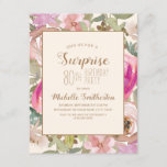 Soft Pink Purple Floral Surprise 80th Birthday Invitation<br><div class="desc">Beautiful soft pink and purple watercolor floral with sage green leaves botanical surprise 80th birthday party invitation on a cream-coloured background. Contact us for help with customization or to request matching products.</div>