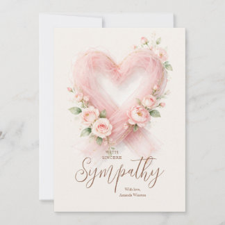 Soft Pink Ribbon Heart Sympathy AML26
