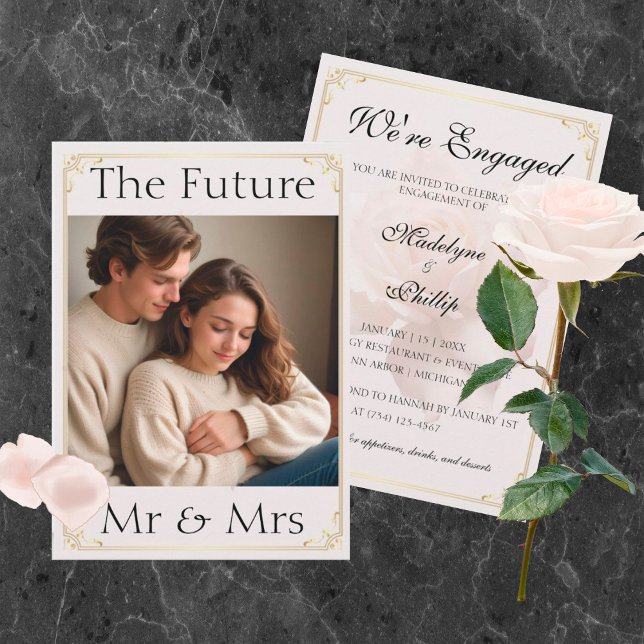 Soft Pink Rose Engagement Party Invitation (Creator Uploaded)