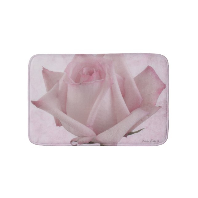 Soft Pink Rose Flower Bath Mat (Front)