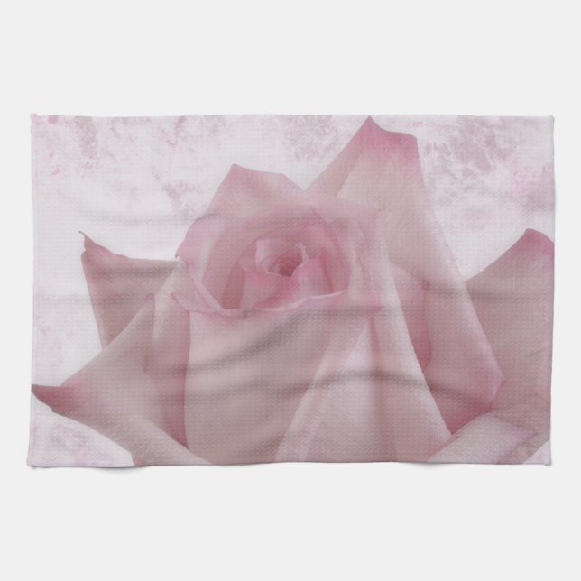 Soft Pink Rose Flower Kitchen Towel (Horizontal)