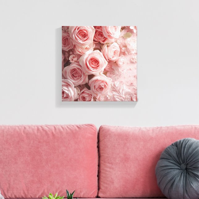 Soft Pink Rose Garden – Elegant Floral Art Print (Insitu(LivingRoom))