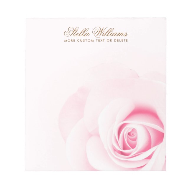 Soft pink rose personalized name or text notepad (Front)