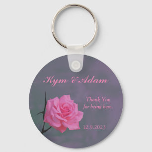 Soft Pink Rose Personalized Wedding Favour Key Keychain