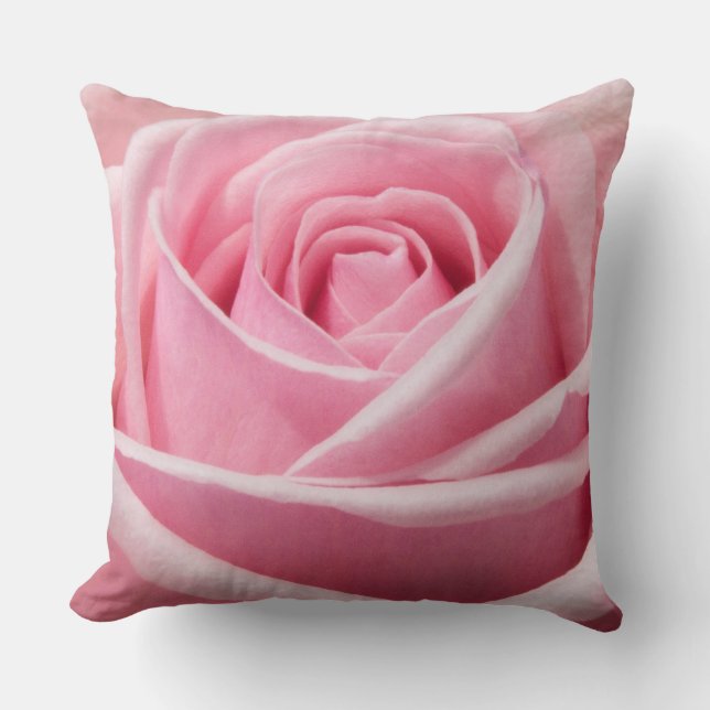 Soft Pink Rose Throw Pillow (Front)