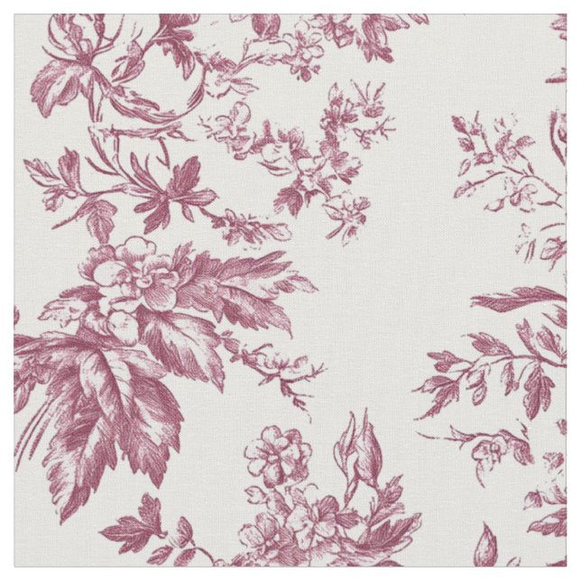 Soft Pink Rose Toile Pattern Fabric (Close Up)