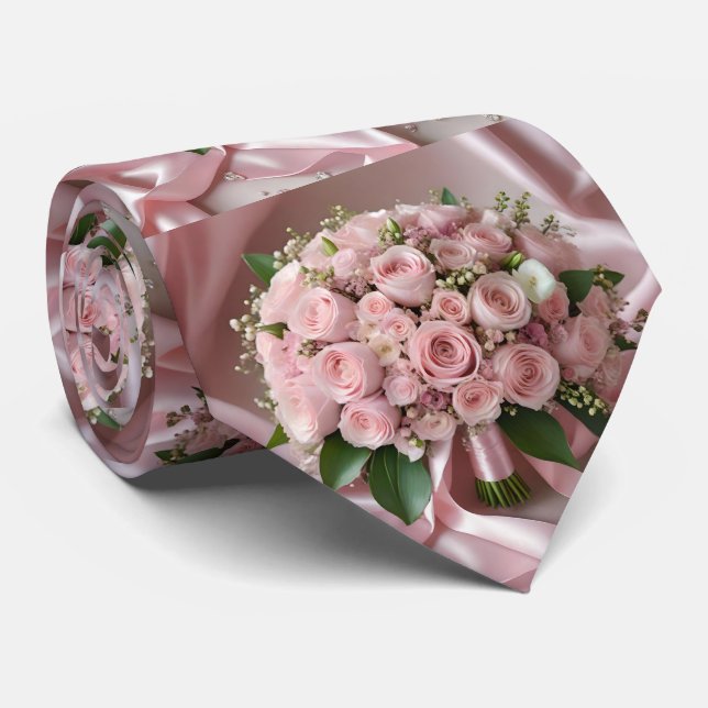 Soft Pink Rose Wedding Bouquet, Tie (Rolled)
