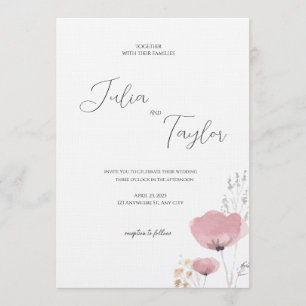 Soft Pink Rose Wedding Invitation