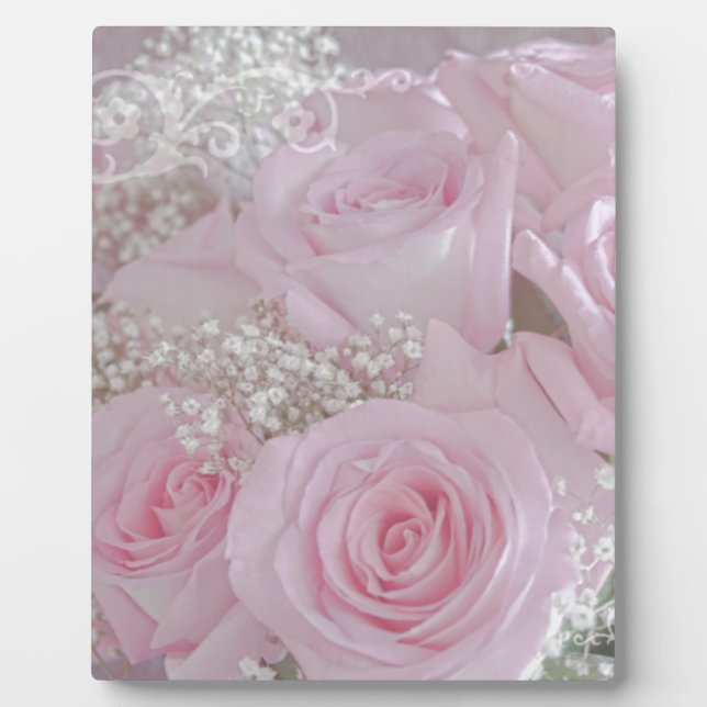 Soft Pink Roses and Baby's Breath Plaque (Front)