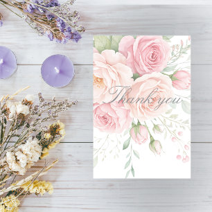 soft pink roses floral thank you card