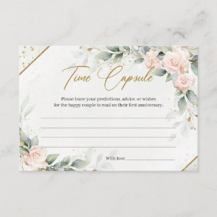 Soft pink roses greenery and gold Time Capsule Enclosure Card