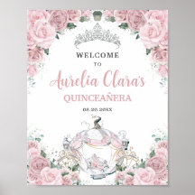 Soft Pink Roses Princess Carriage QUINCEAÑERA 16th