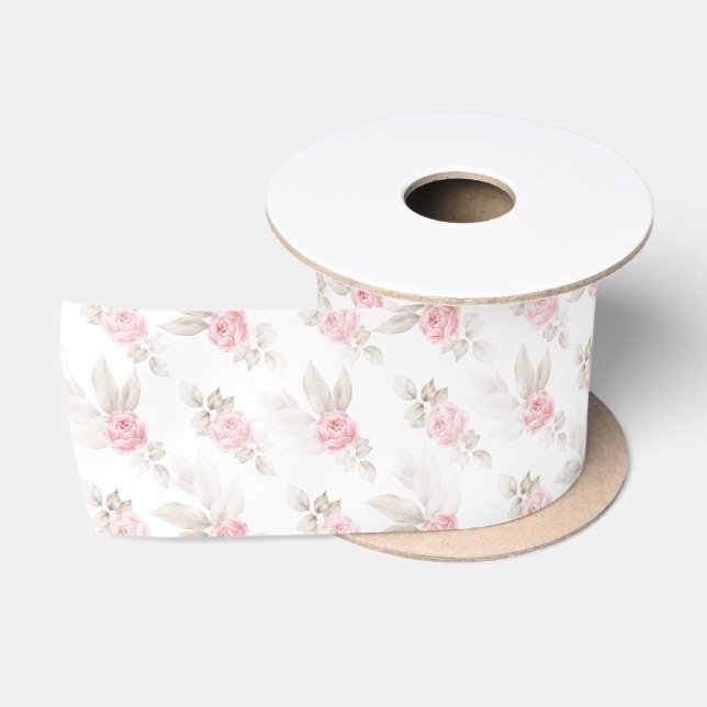 Soft Pink Roses  Satin Ribbon (Spool)