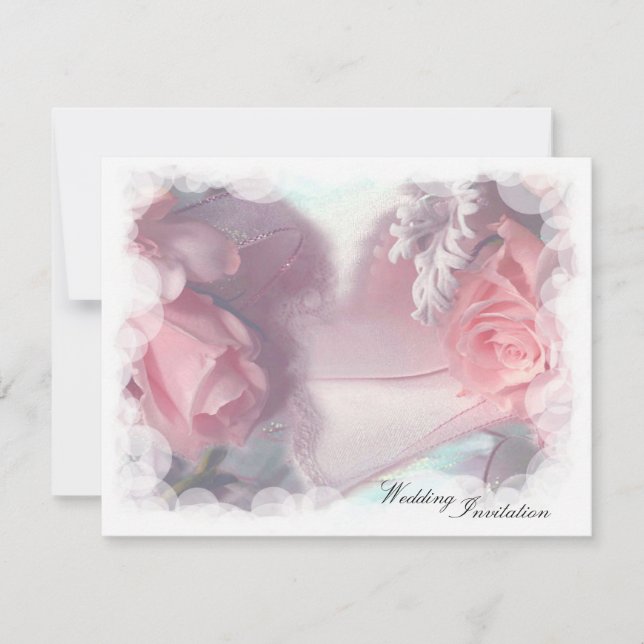 Soft Pink Roses Wedding Invitation (Front)