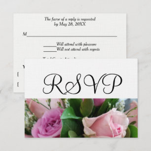 Soft Pink Roses White Wedding RSVP