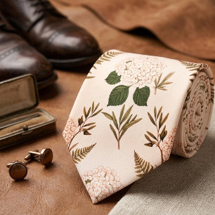  Soft Pink & Sage Botanical  Tie