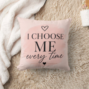 Soft Pink Self Love Aesthetic Throw Pillow