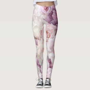 Soft Pink Shabby Chic Botanical Garden Leggings