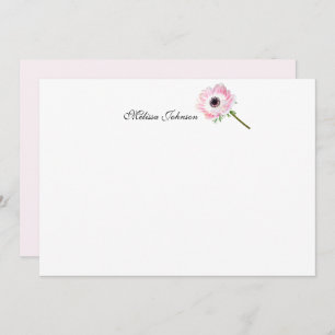 Soft Pink Single Flower Personalized Card