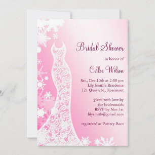 Soft Pink Snowflakes Bridal Shower Invitation 2