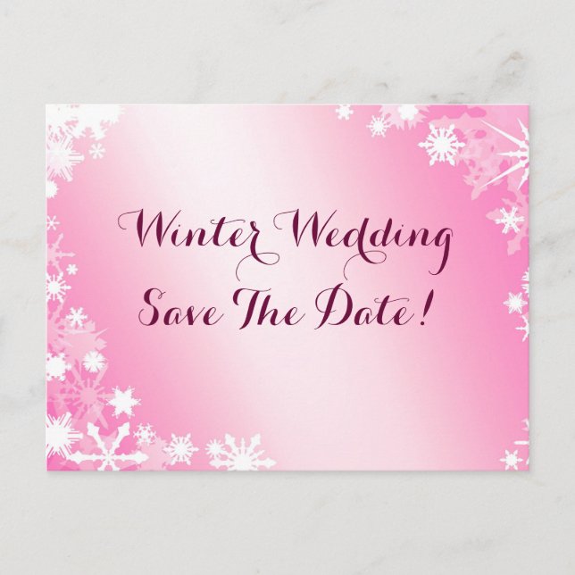 Soft Pink Snowflakes Save the Date Postcard 2 (Front)