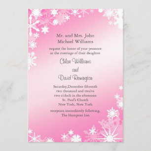 Soft Pink Snowflakes Wedding Invitation