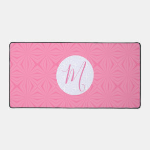 Soft Pink Squiggly Squares Personalized Initial Desk Mat