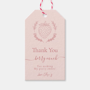 Soft Pink Strawberry Minimalist Birthday Favour Ta Gift Tags
