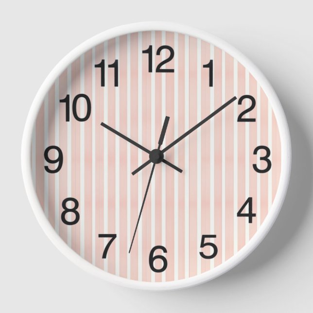 Soft Pink Stripes  Clock (Front)