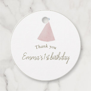 Soft Pink T Rex Tutu Girl round Favour Tags