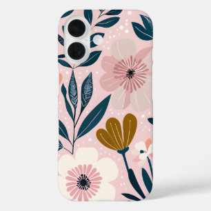 Soft Pink & Teal Feminine Floral Phone Case