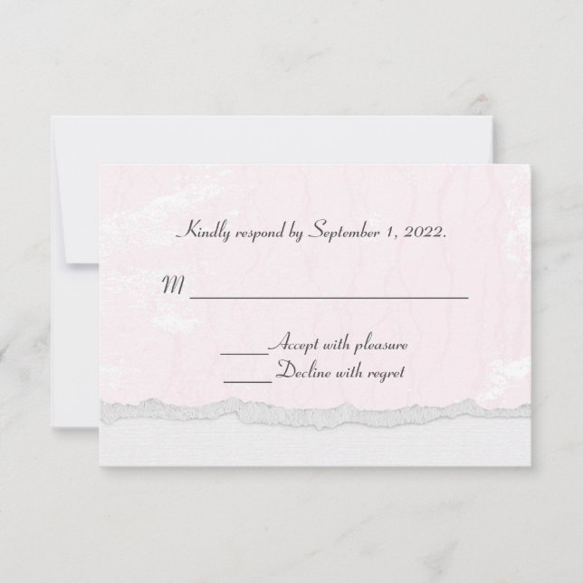 soft pink texture with  torn edge border RSVP (Front)