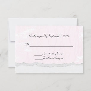 soft pink texture with  torn edge border RSVP Card