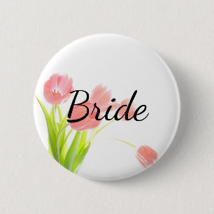 Soft Pink Tulips Bride 2 Inch Round Button