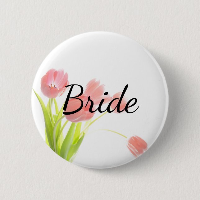 Soft Pink Tulips Bride 2 Inch Round Button (Front)