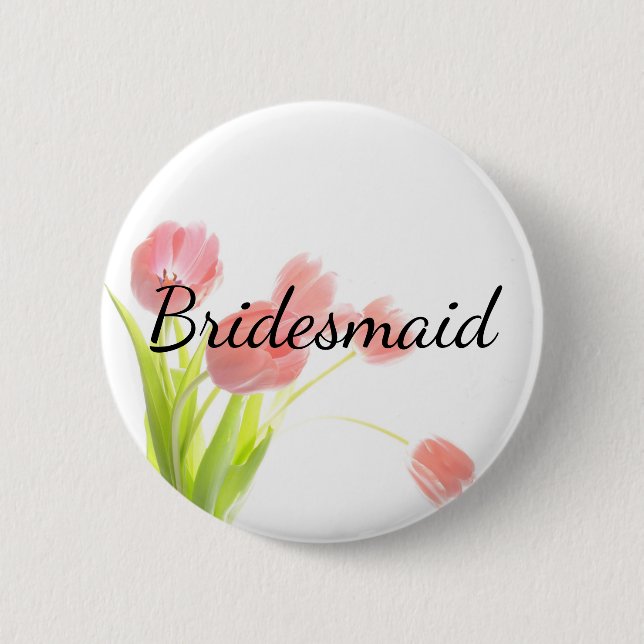 Soft Pink Tulips Bridesmaid 2 Inch Round Button (Front)