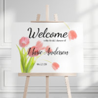 Soft Pink Tulips Floral Girly Bridal Shower Poster