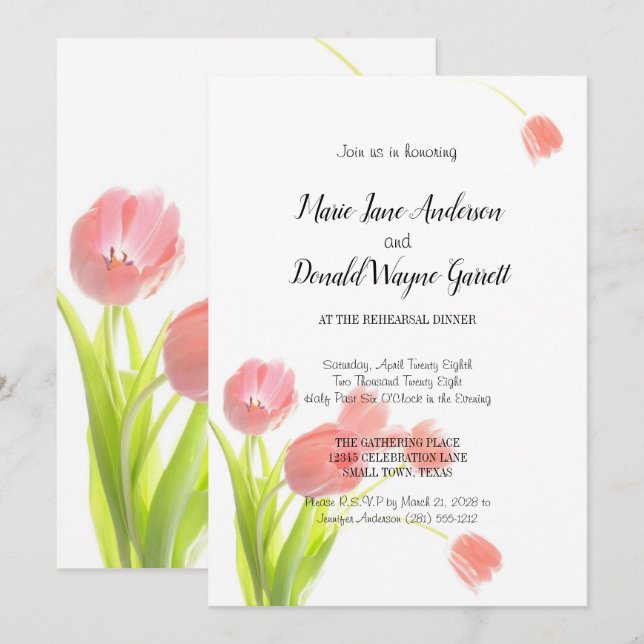 Soft Pink Tulips Rehearsal Dinner (Front/Back)