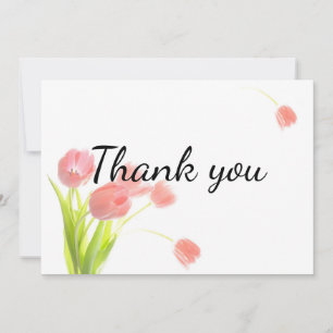 Soft Pink Tulips Thank You Card