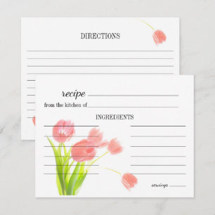 Soft Pink Tulips Wedding Recipe Card