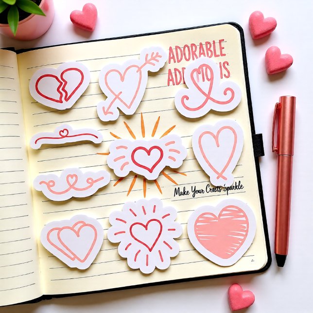 Soft Pink Valentine Heart – Set of 10 Love Designs (Soft Pink Valentine Heart – Set of 10 Love Designs Sticker)